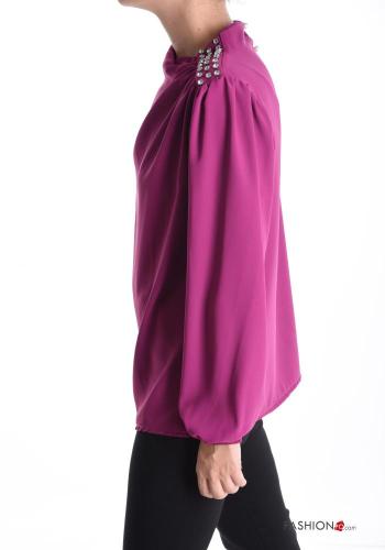 Blusa manga larga con botones con brillantes - ph 3