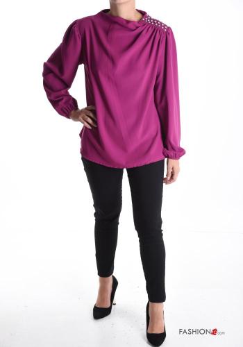 Blusa manga larga con botones con brillantes - ph 5