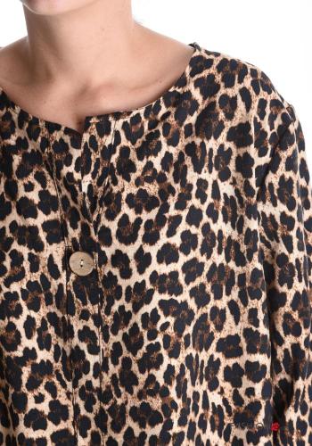 Blouse manches longues col rond Imprimé animalier à boutons - ph 4