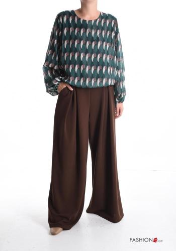 Blusa chiffon maniche lunghe girocollo Fantasia geometrica - ph 5