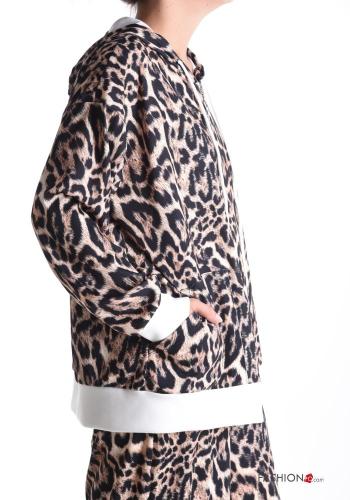 Felpa Fantasia animalier con zip con tasche con cappuccio - ph 3
