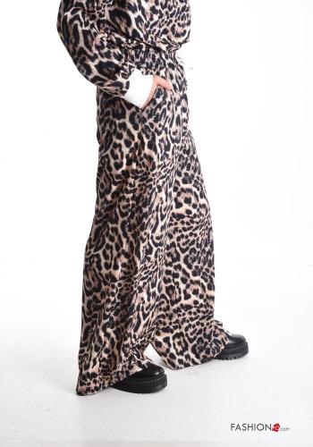 Pantalone sportivo lungo Fantasia animalier con tasche con elastico - ph 3