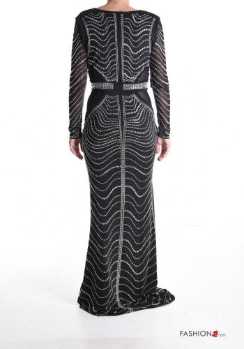 Abito lungo con zip scollo a V con strass - ph 2