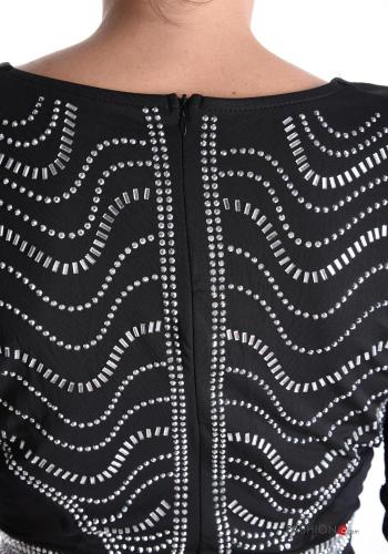 Abito lungo con zip scollo a V con strass - ph 4