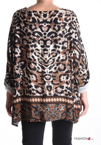 Blusa girocollo Fantasia animalier maniche a tre quarti - ph 2