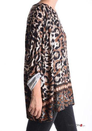 Blusa girocollo Fantasia animalier maniche a tre quarti - ph 3
