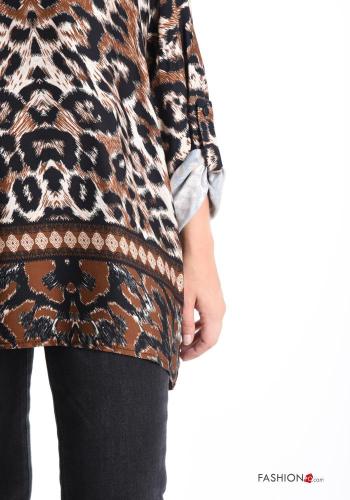 Blusa girocollo Fantasia animalier maniche a tre quarti - ph 4