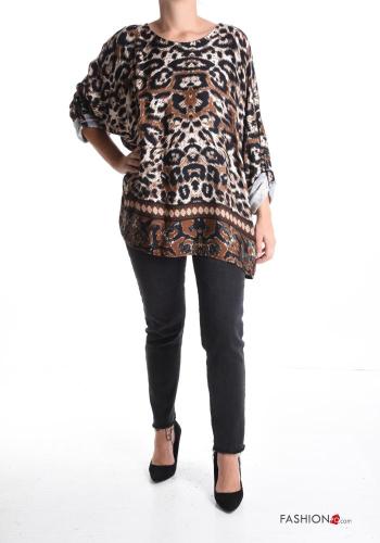 Blusa girocollo Fantasia animalier maniche a tre quarti - ph 5