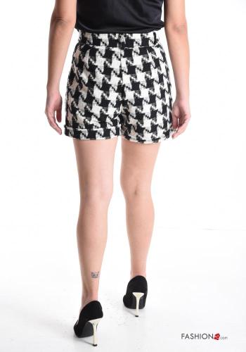 Houndstooth Cotton Shorts with buttons with zip with pockets - ph 2