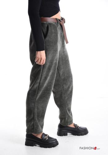 Samt Hose mit Gürtel mit gummizug mit Taschen - ph 3