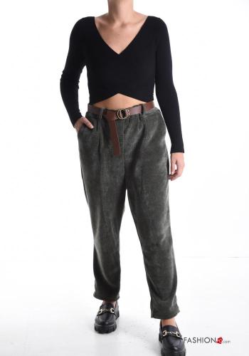 Samt Hose mit Gürtel mit gummizug mit Taschen - ph 5