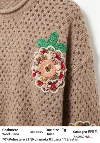 Jersey de Mezcla de Lana Estampado Floral - ph 4