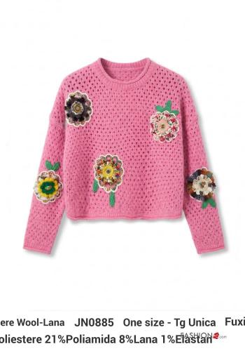 Jersey de Mezcla de Lana Estampado Floral - ph 8