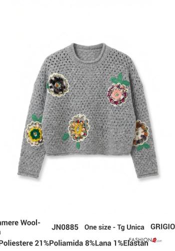 Jersey de Mezcla de Lana Estampado Floral - ph 9