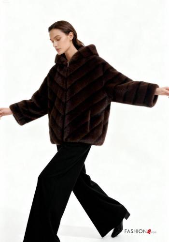 Blusão manga três quartos com forro com bolsos com capuz com fecho - ph 1