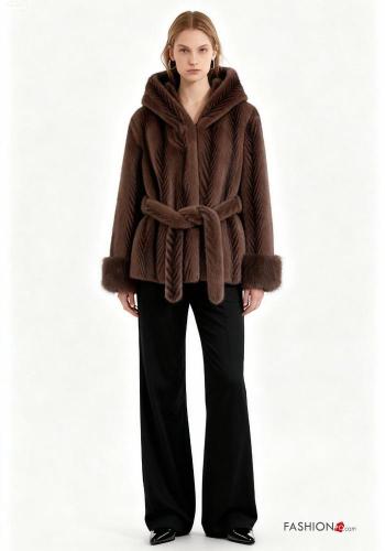 Giacca maniche lunghe con tasche con cintura con cappuccio - ph 1