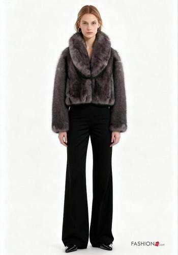 Blusão pelo sintético manga comprida com bolsos com forro - ph 1