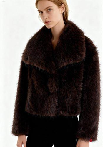 Giacca pelliccia sintetica con bottoni con fodera - ph 1