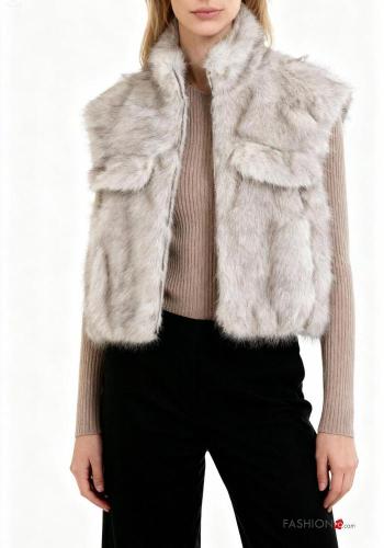 faux fur Gilet with zip with lining - ph 1