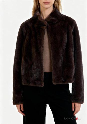 faux fur Jacket with buttons without lining with pockets - ph 1