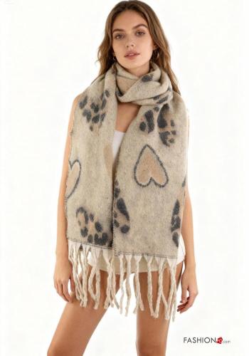 heart motif Scarf with fringe - ph 1