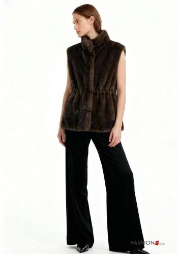 Smanicato pelliccia sintetica senza maniche con fodera con bottoni con tasche - ph 1