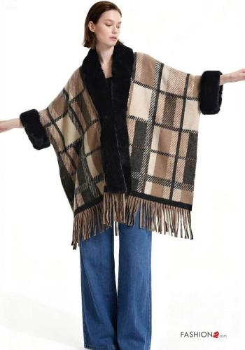 Mantella pelliccia sintetica Fantasia tartan con frange - ph 2
