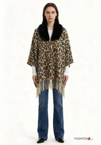 Poncho fourrure synthétique Imprimé animalier à franges - ph 2