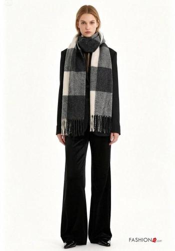 Sciarpa in Misto Lana Fantasia tartan con frange - ph 1