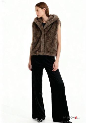 Smanicato pelliccia sintetica con fodera con tasche con cappuccio - ph 1