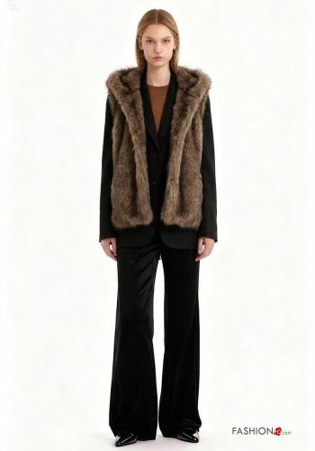 Smanicato pelliccia sintetica con fodera con tasche con cappuccio - ph 2