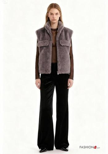 Smanicato pelliccia sintetica con fodera con tasche con zip - ph 1