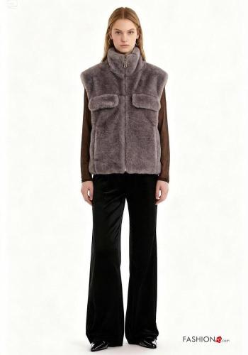 Smanicato pelliccia sintetica con fodera con tasche con zip - ph 2