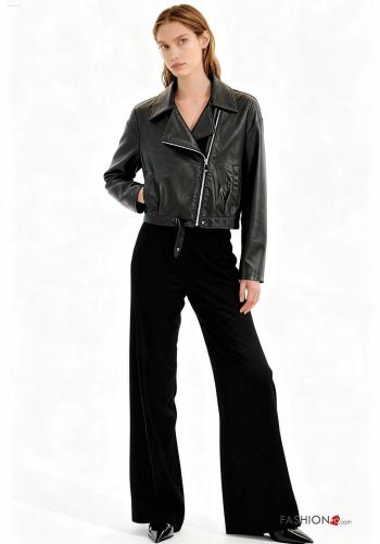 Chiodo ecopelle maniche lunghe con zip - ph 1