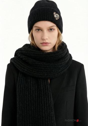 chapéu em Lã mista estampado coração - ph 1