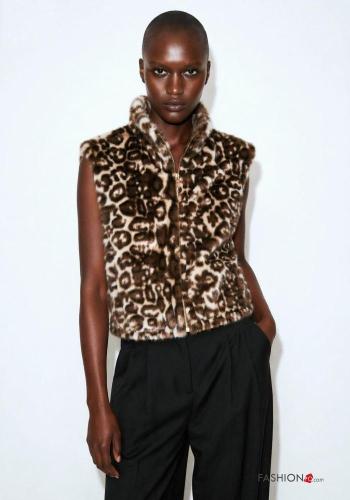 Animal print Ecological Fur Gilet - ph 2