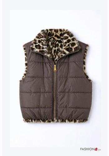 Animal print Ecological Fur Gilet - ph 3