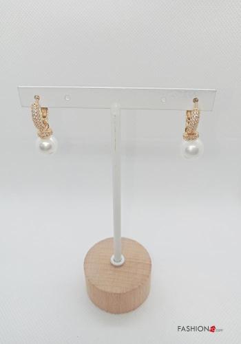 Earrings with pearls with rhinestones - ph 2