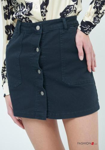 Minigonna in Cotone denim con bottoni con tasche - ph 3