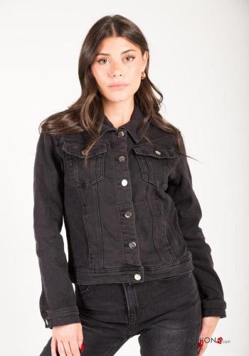 Giacca in Cotone denim con bottoni con tasche - ph 2