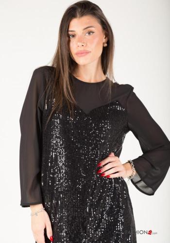 Robe chiffon courte à paillettes - ph 3
