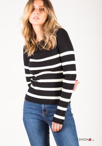 Streifenmuster Gerippte Strickpullover - ph 2