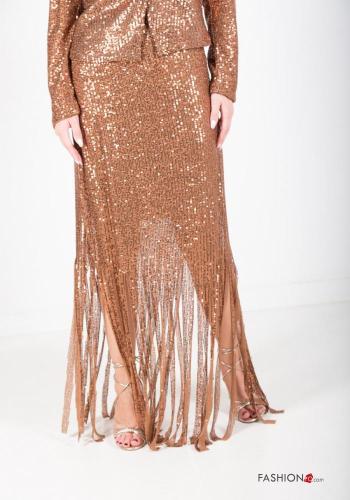 Gonna Longuette con paillettes con frange - ph 2