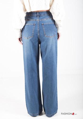 wide leg Cotton Jeans with pockets - ph 3