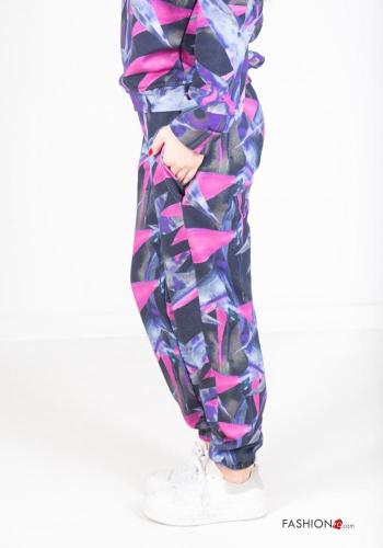 Pantalone sportivo in Cotone Fantasia astratta con elastico - ph 2