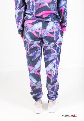 Pantalone sportivo in Cotone Fantasia astratta con elastico - ph 3
