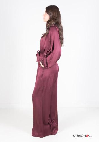 satin Jumpsuit with buttons with sash with pockets - ph 3