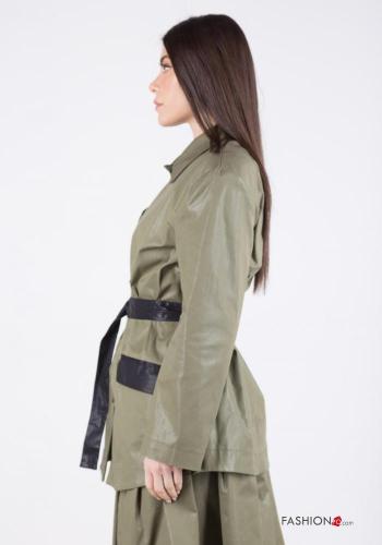 Jacke aus Baumwolle mit Gürtel mit Taschen mit Knöpfen - ph 3