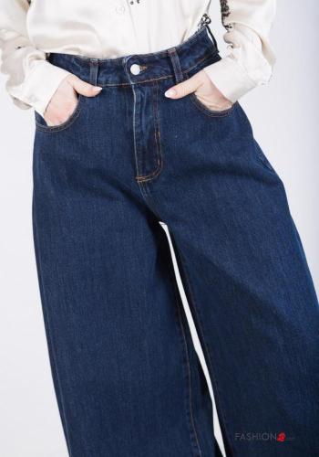 wide leg Cotton Jeans with pockets - ph 3
