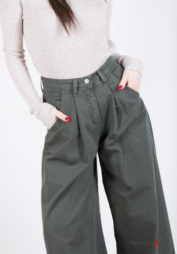 Jeans in Cotone vita alta wide leg con tasche - ph 3